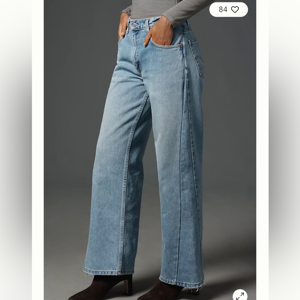 Aligrace 90s High Rise Wide Leg Jeans Size Light/medium Size 25 NWT Anthro brand - Picture 3 of 16